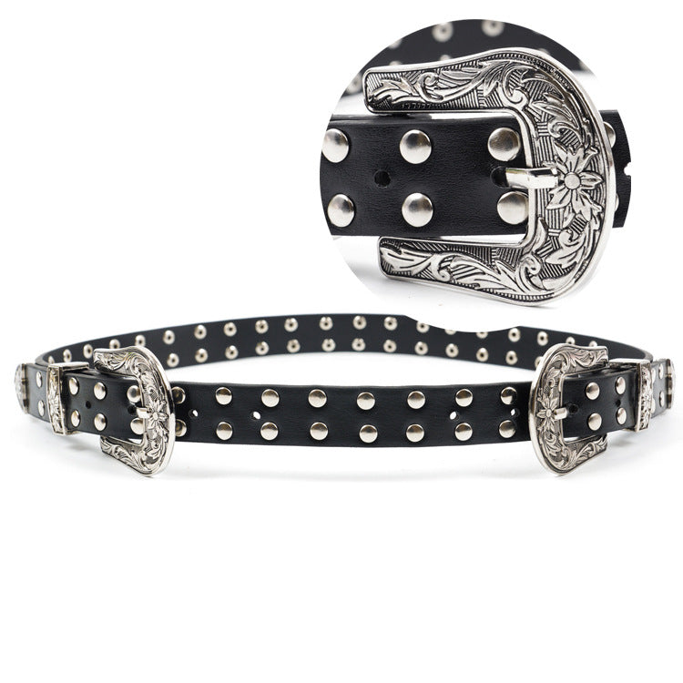 Vintage Engraving Double-headed Buckle Corset Female All-match Pin Buckle