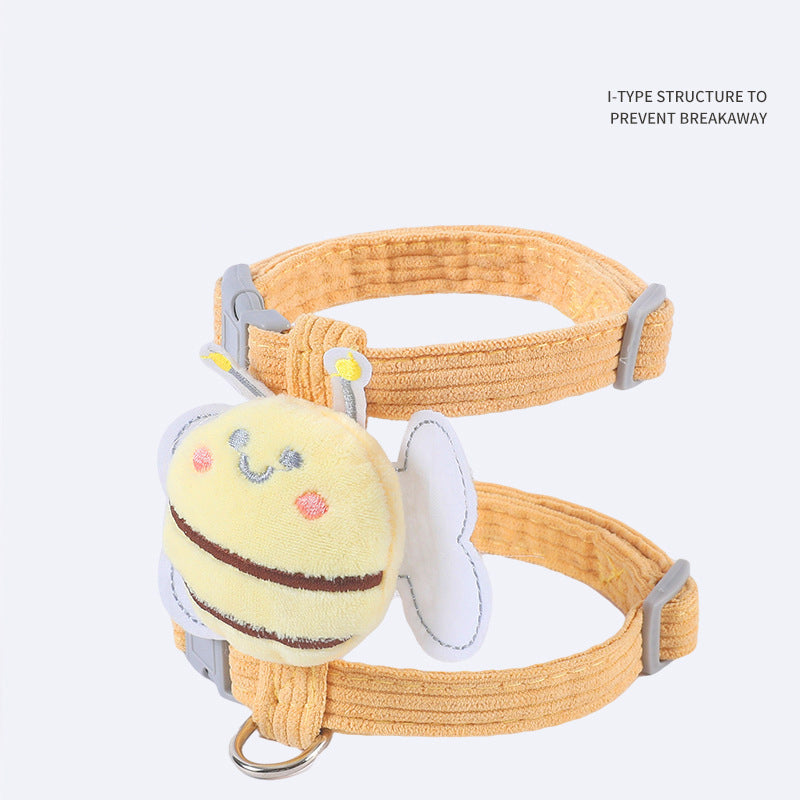Cat Harness Leash Set With Cute Bee Plaid Cats Escape Proof - Adjustable Kitten Harness For Large Small Cats, Lightweight Soft Petsafe Harness Yellow Plaid Bee