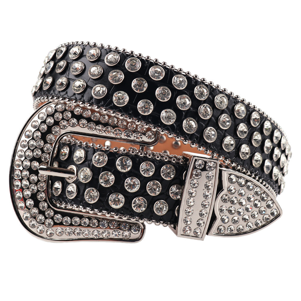 Fashion Trend Rivet Rhinestone Inlaid Belt