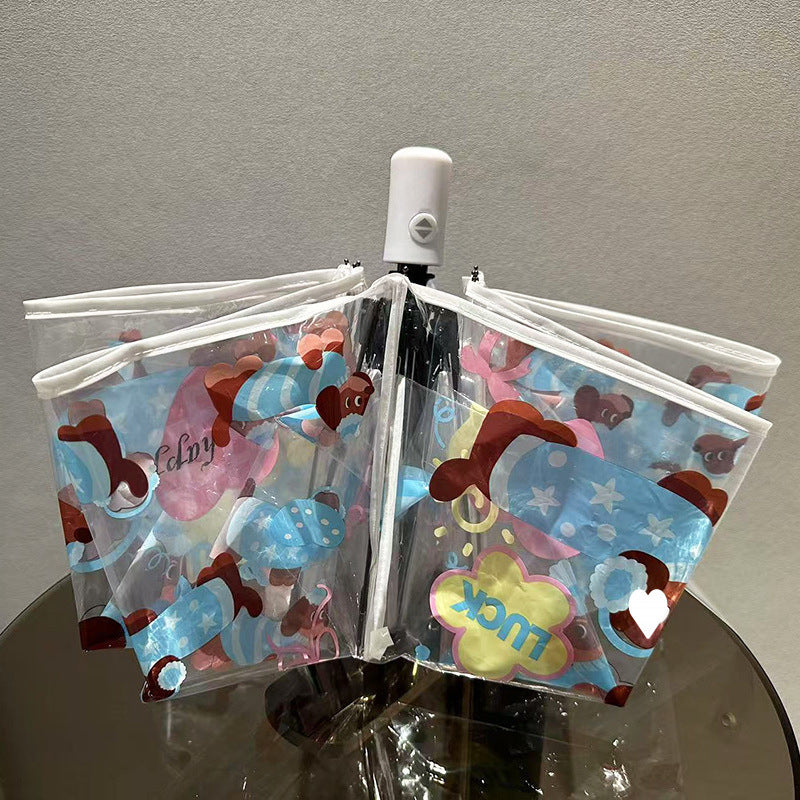 Sausage Dog Automatic Folding Transparent Rain