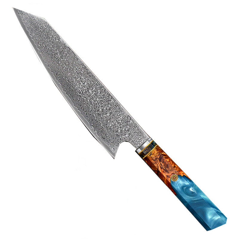 Leather Steel Resin Stabilized Wood Cutting Knife Octagonal Japanese Chef's Knife Chef Cooking Slicing Knife