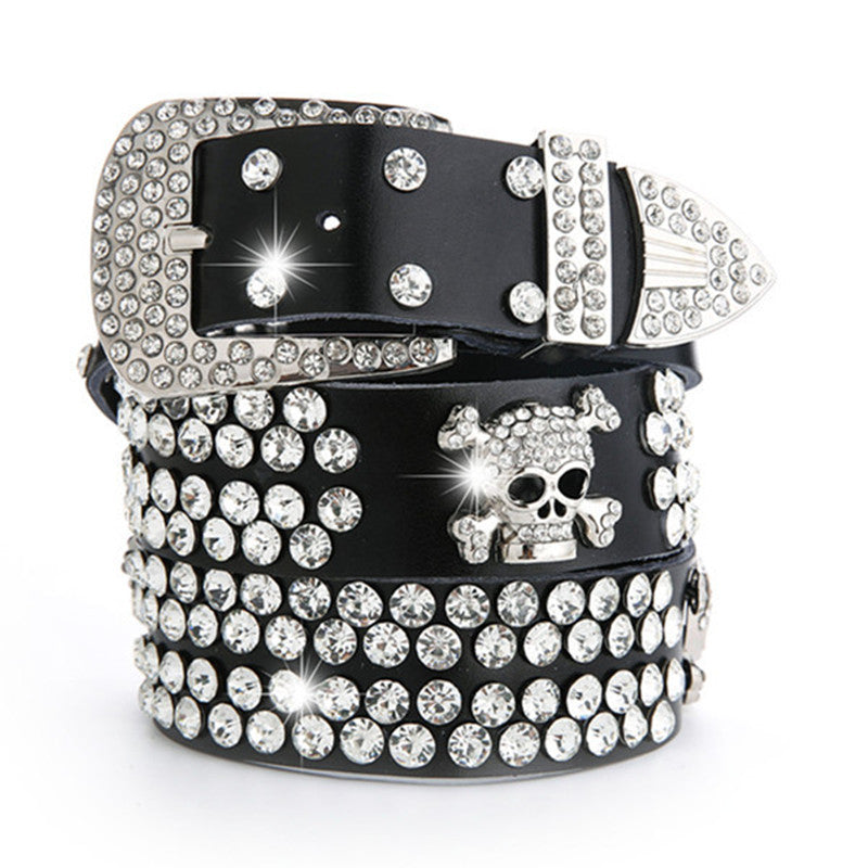 Ceinture pour femme en cuir véritable avec strass
