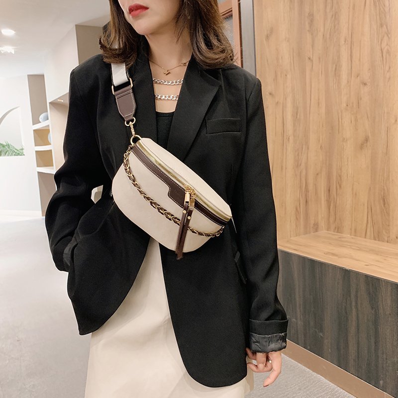 Casual Chest Color Textured One-shoulder Messenger Bag