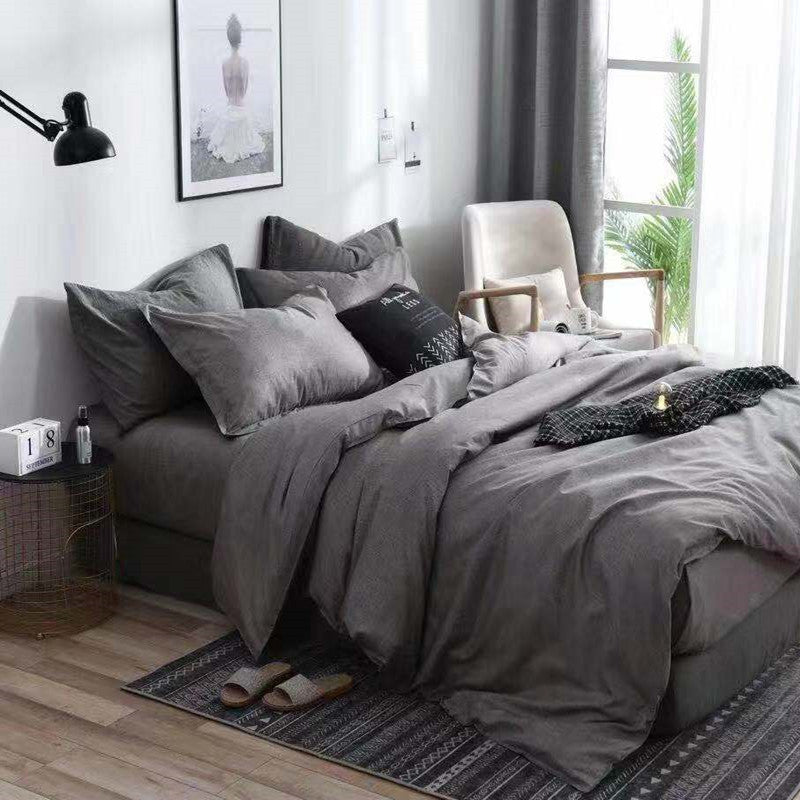 Three sets of textured stone quilt cover and pillowcase