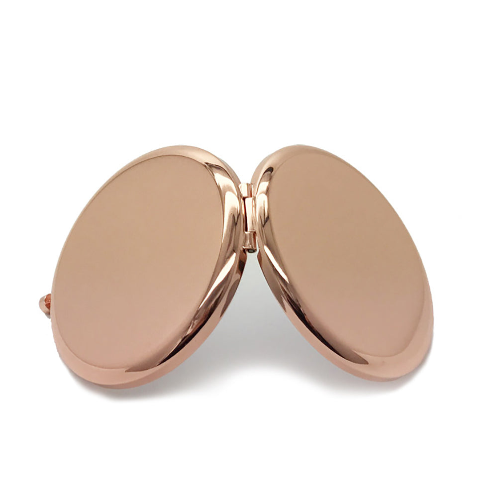 Double-sided folding metal makeup mirror