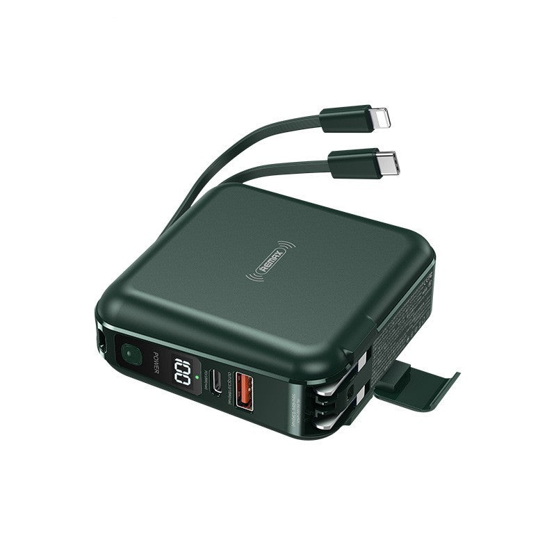 Portable Wireless Quick-charging Power Pack With Cable