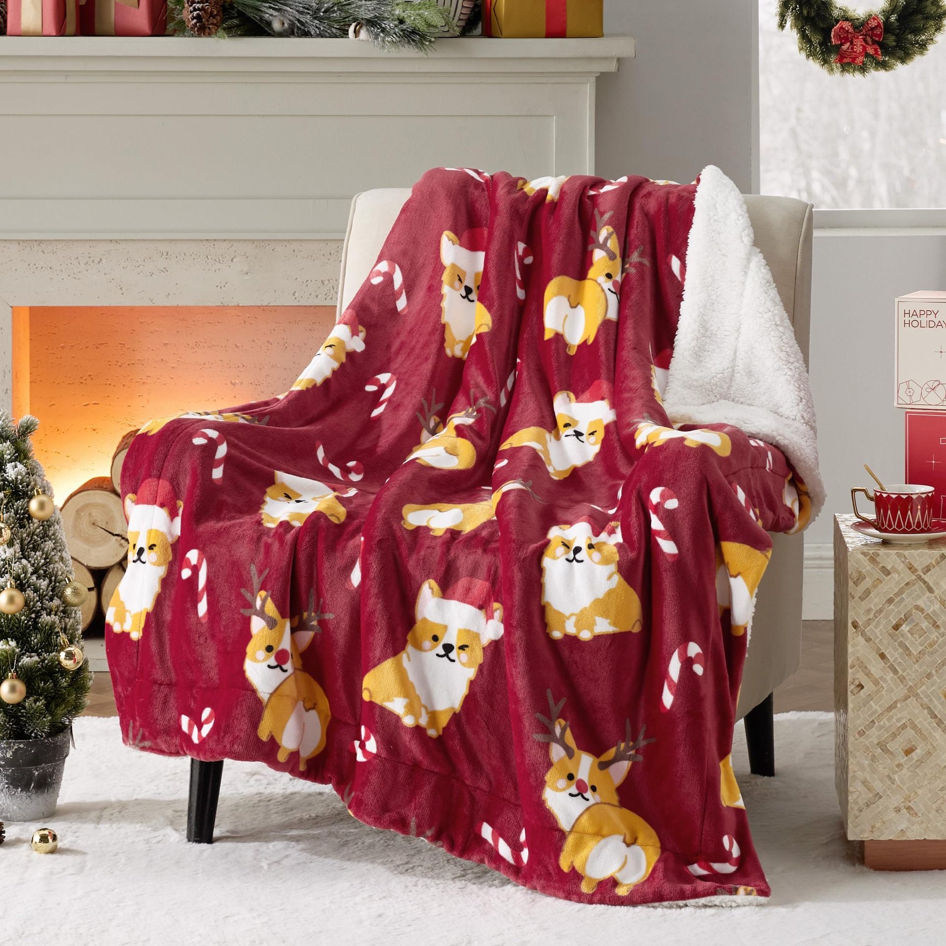Christmas Corgi Dog Baby Blanket