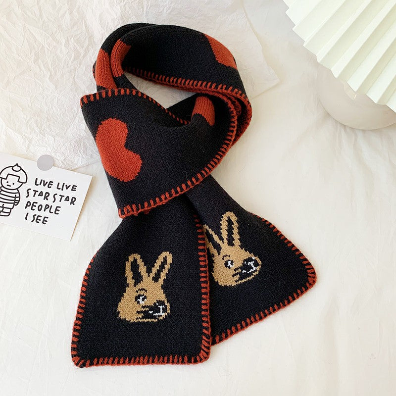 All-match Love Rabbit Short Warm Wool Knitted Scarf