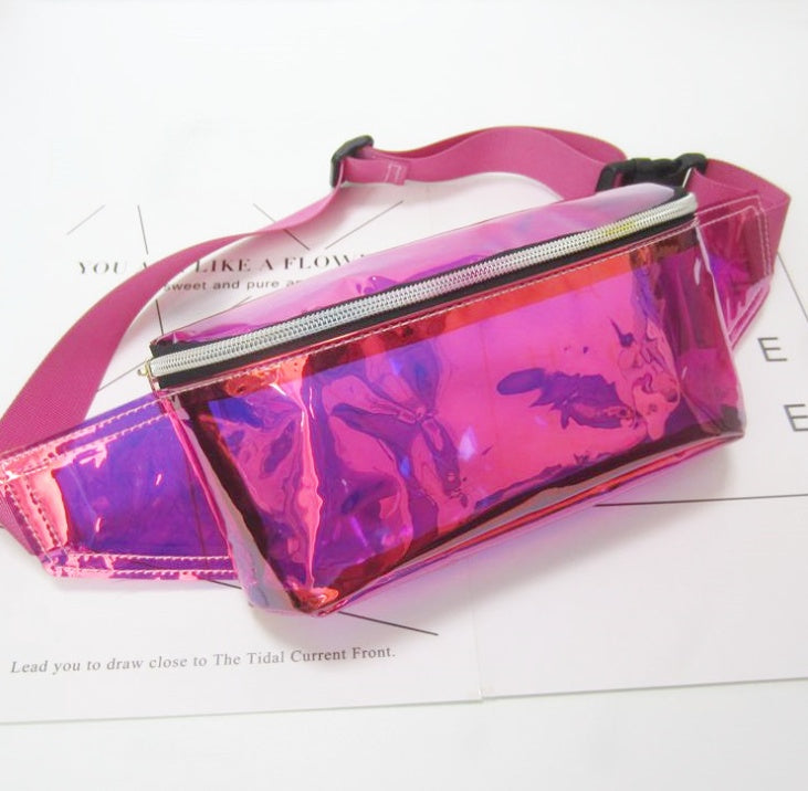 Laser transparent waist bag beach bag women's Messenger bag sports running multi-function cashier chest bag