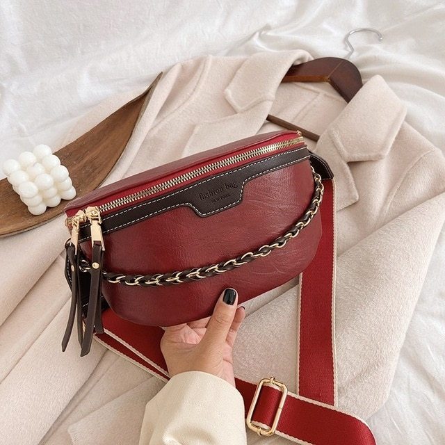 Casual Chest Color Textured One-shoulder Messenger Bag