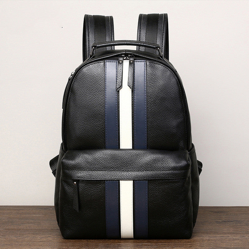Sac à dos de voyage décontracté en cuir pour homme avec contraste de couleurs