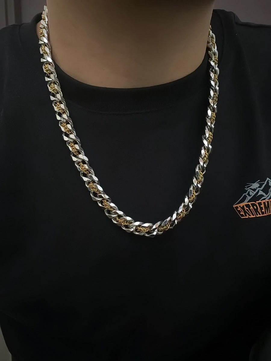 Cuban Golden Titanium Steel Male Clavicle Chain