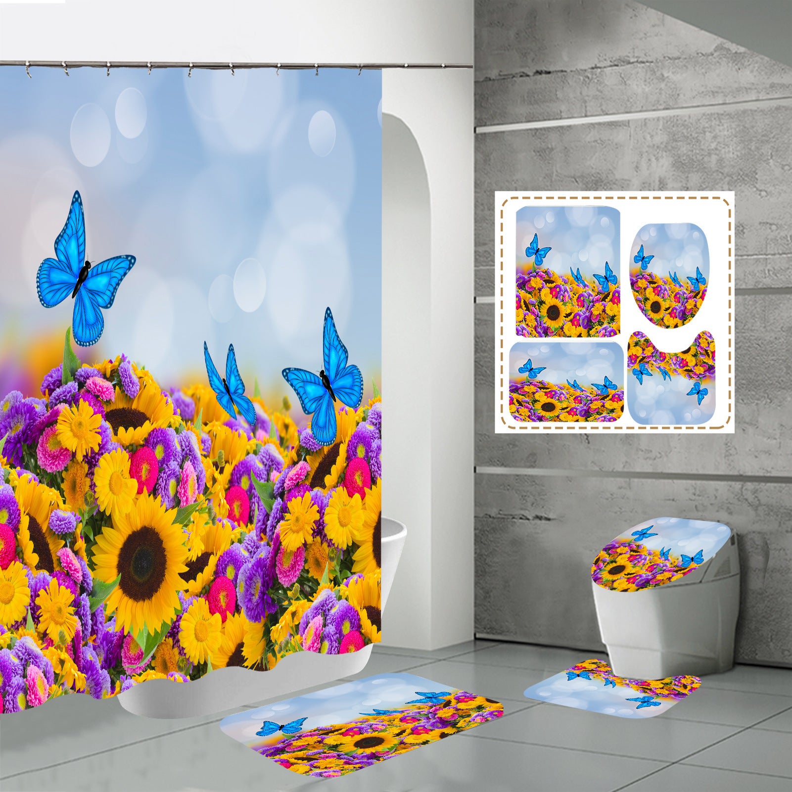 3D HD Digital Printing Bathroom Shower Curtain