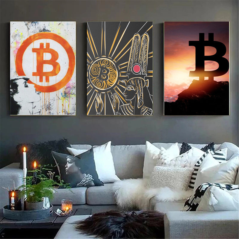 Painting With Coin Newspaper And Wall Art  On Abstract Canvas