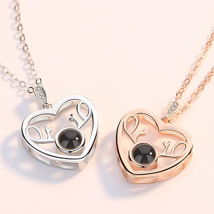 Language I Love You Moose Horn Clavicle Chain
