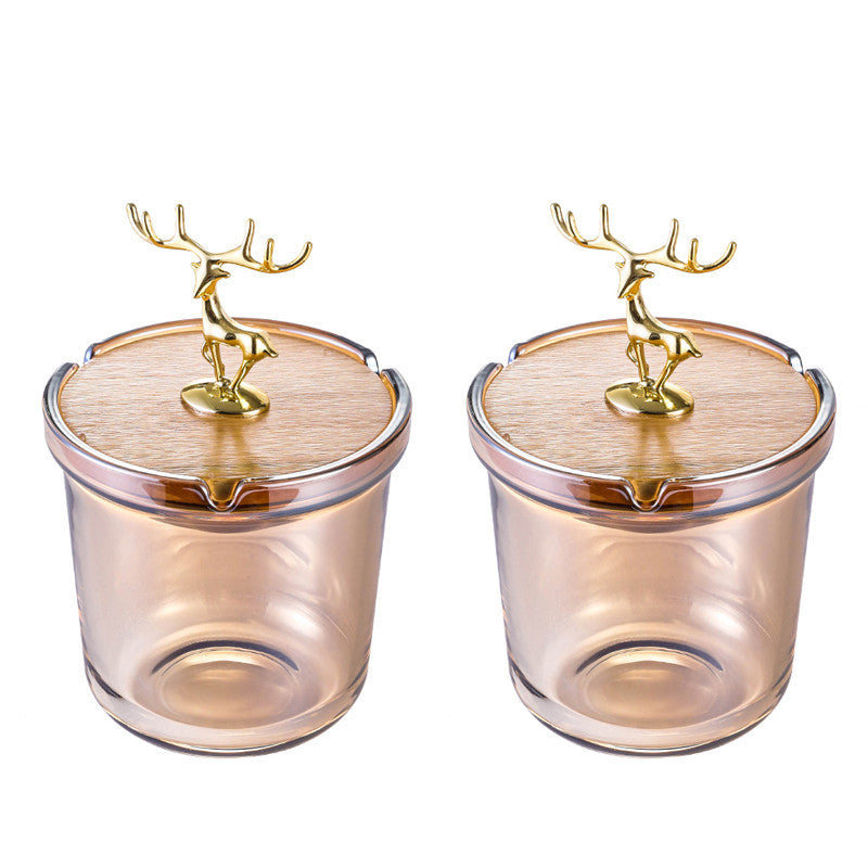 Creative Deer Head Ashtray With Cover