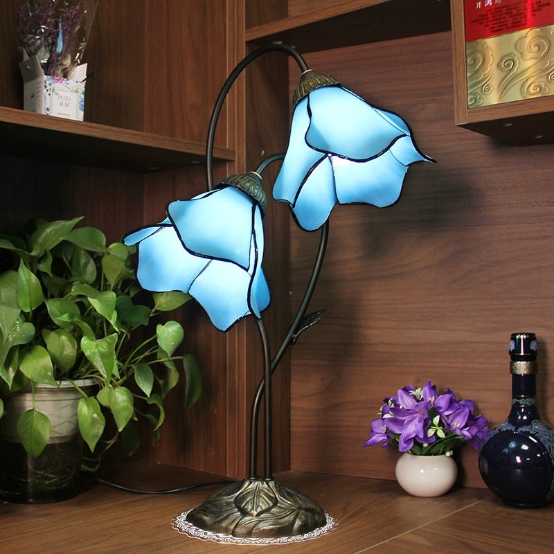 Retro American Desk Luxury Classical Sofa Tea Art Glass Table Lamp