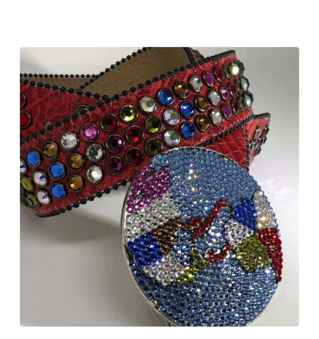 Hip Hop Style Water Diamond Punk Belt