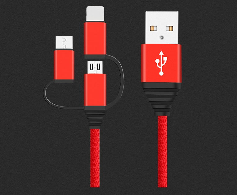 Cloth Woven Three-in-one Fast Charge Data Cable Suitable For Android TYPE-C Mobile Phone Charging Cable