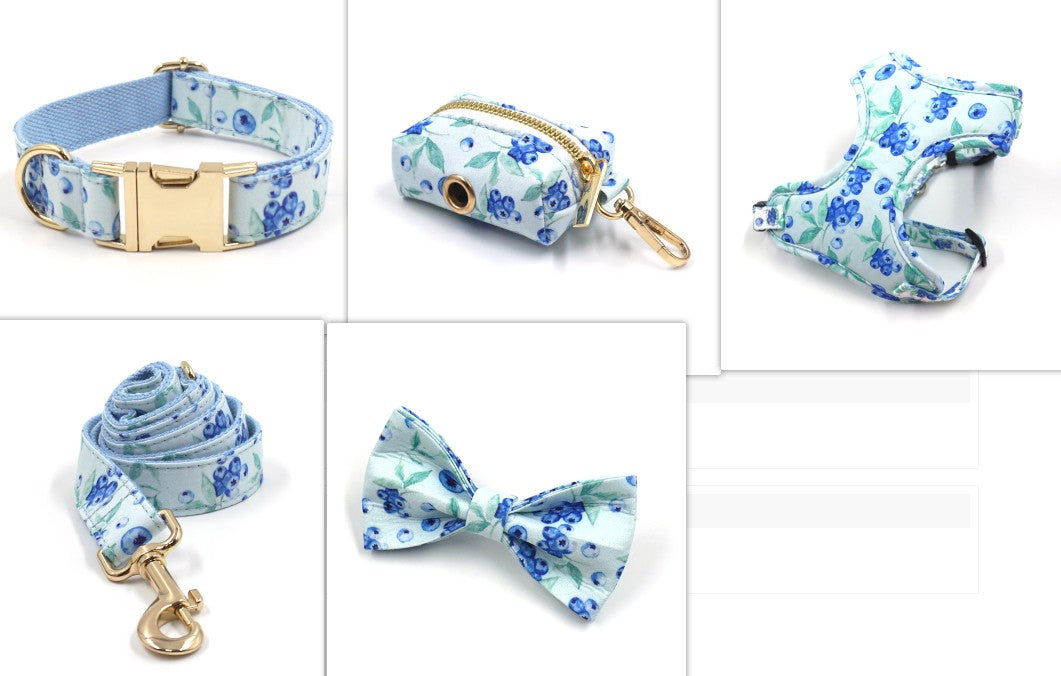 Striped Print Pet Chest And Back Leash Bow Trash Bag Set