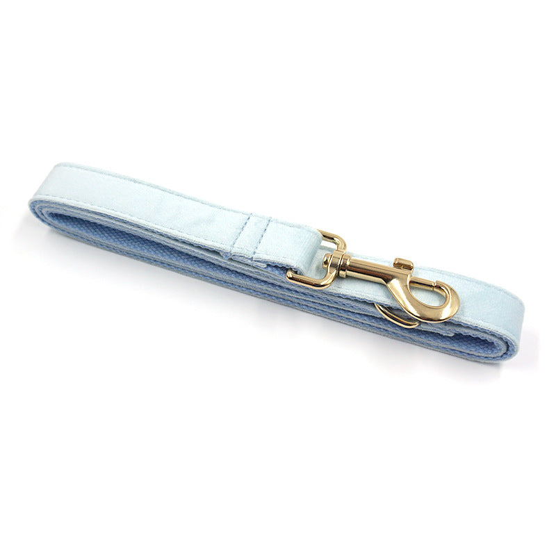 Sky Blue Velvet Gold Collar Leash Europe And America