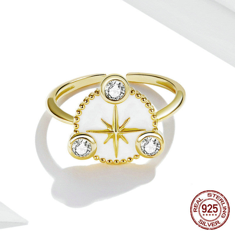 Personality Eight-pointed Star Ring Cold Wind Plated With Real Gold