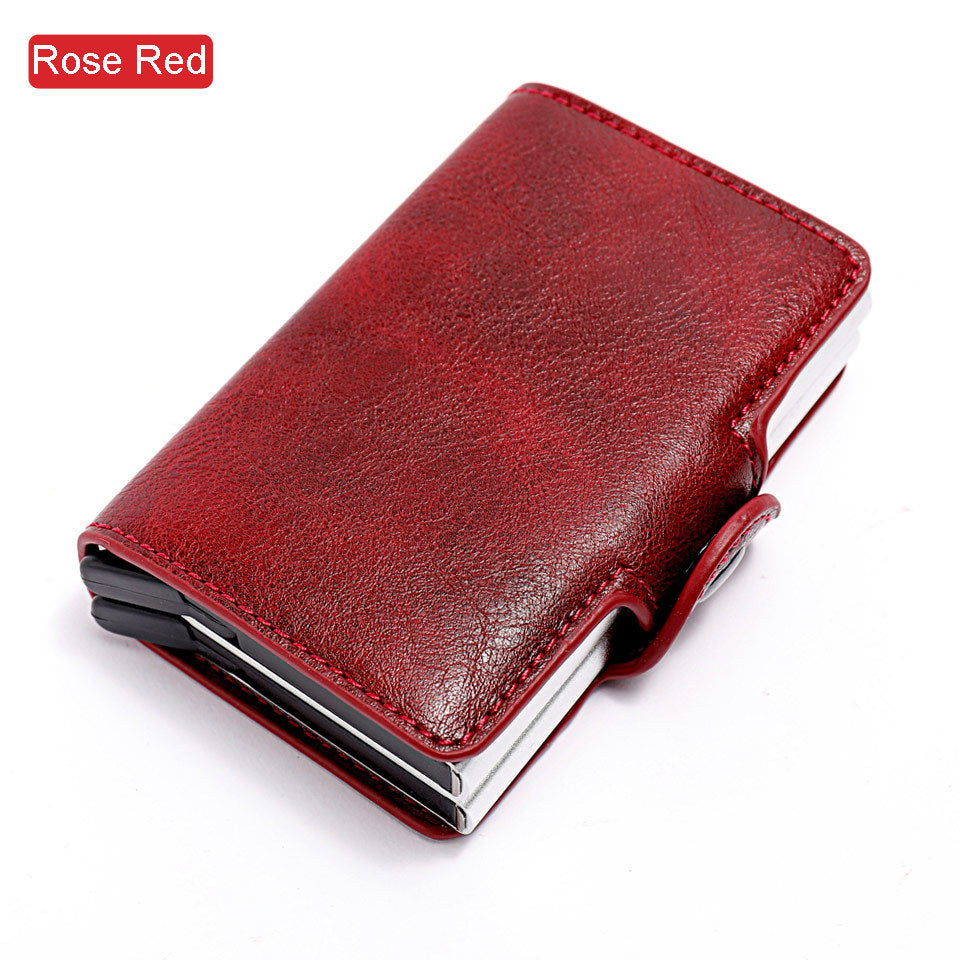 Portefeuille RFID en cuir PU Crazy Horse pour homme, mini pince à billets, porte-cartes de crédit et d'identité