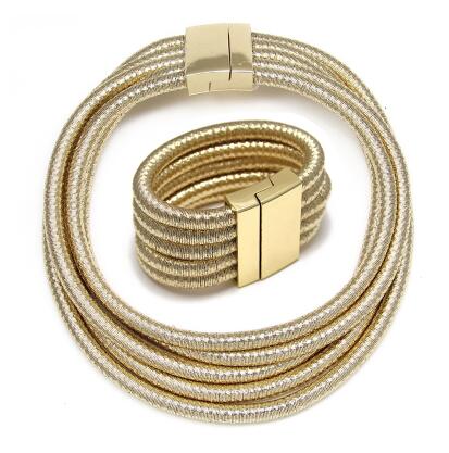 Vintage multi-layer necklace clavicle chain bracelet set ladies