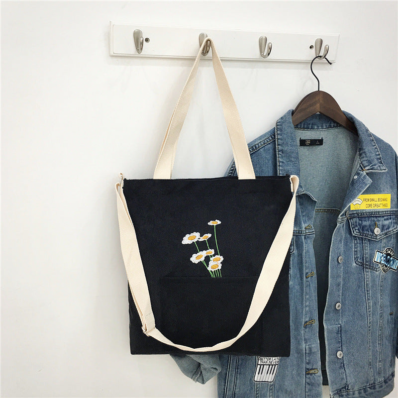 Corduroy large capacity canvas bag