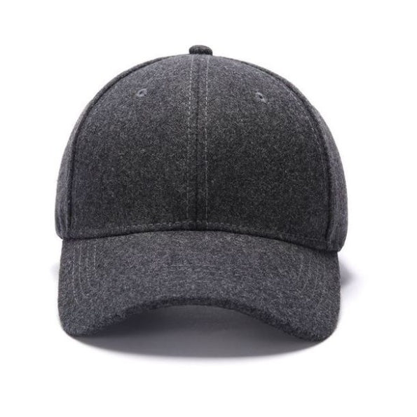 Solid color woolen baseball cap