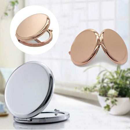 Double-sided folding metal makeup mirror