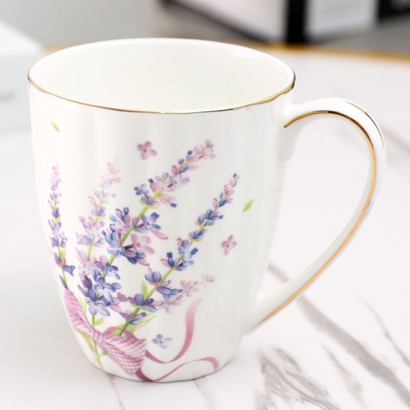 Ceramic Flower Tea Cup Coffee Suit Household Watchband Spoon