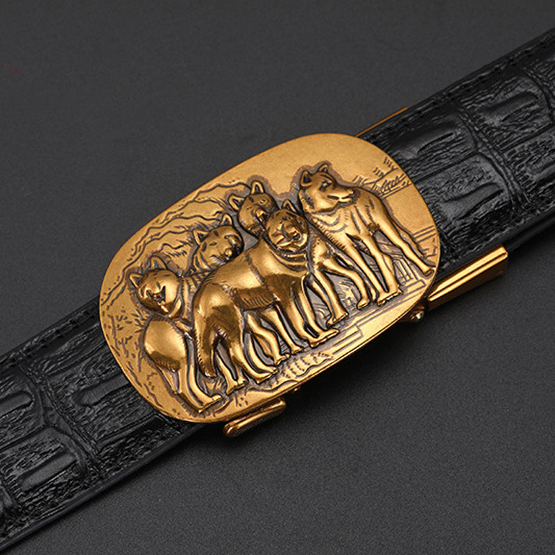Men's automatic buckle leather belt
