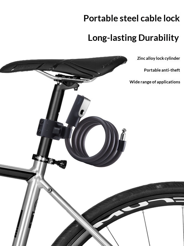 Bicycle Lock With Steel Cable, Anti-theft For Mountain And Road Bikes