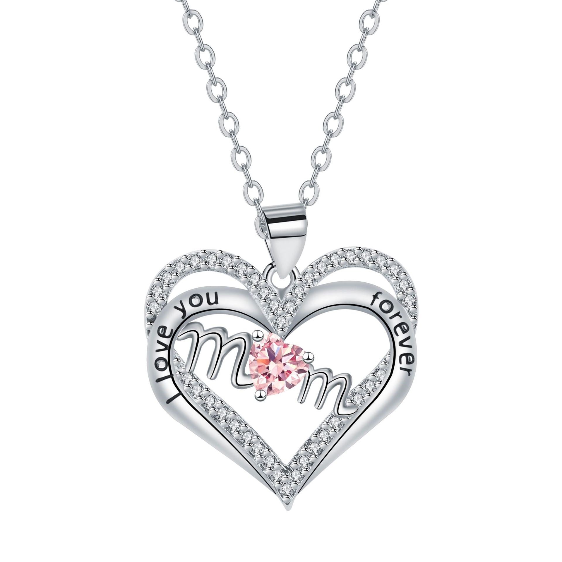 MOM Pendant Mother's Day Gift Necklace Pairs Heart Trendy Jewelry