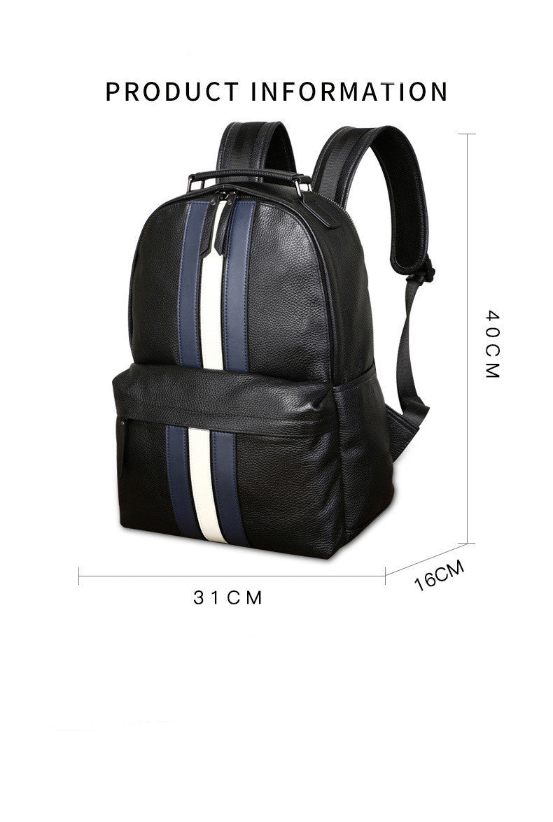 Sac à dos de voyage décontracté en cuir pour homme avec contraste de couleurs
