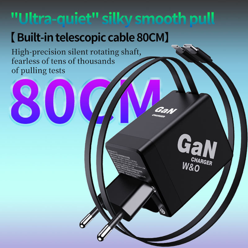 F3 Gallium Nitride Charging Plug Fast Charge 80cm Double Flexible Wire