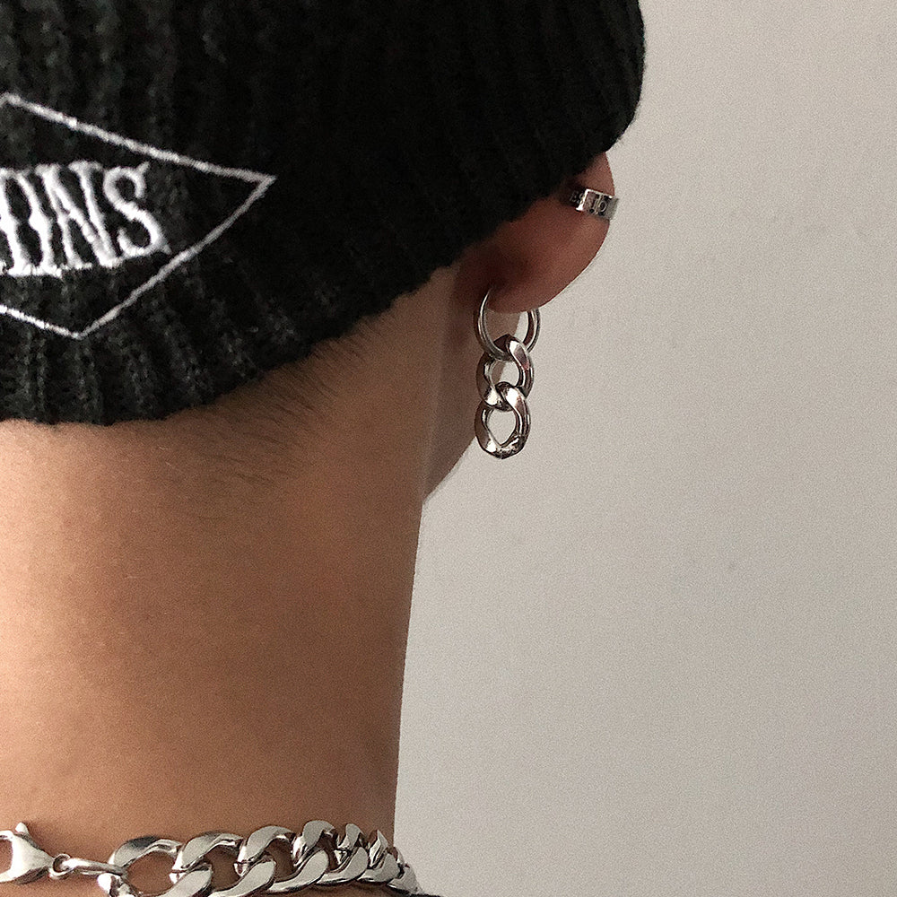 Titanium steel chain hoop earrings