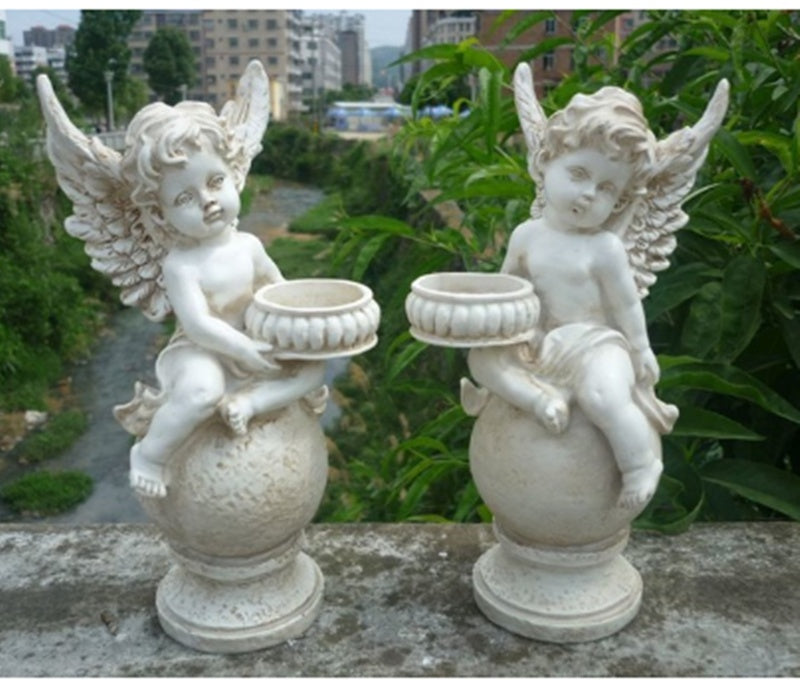 Resin Crafts Cupid Candle Holder Gardening Decoration