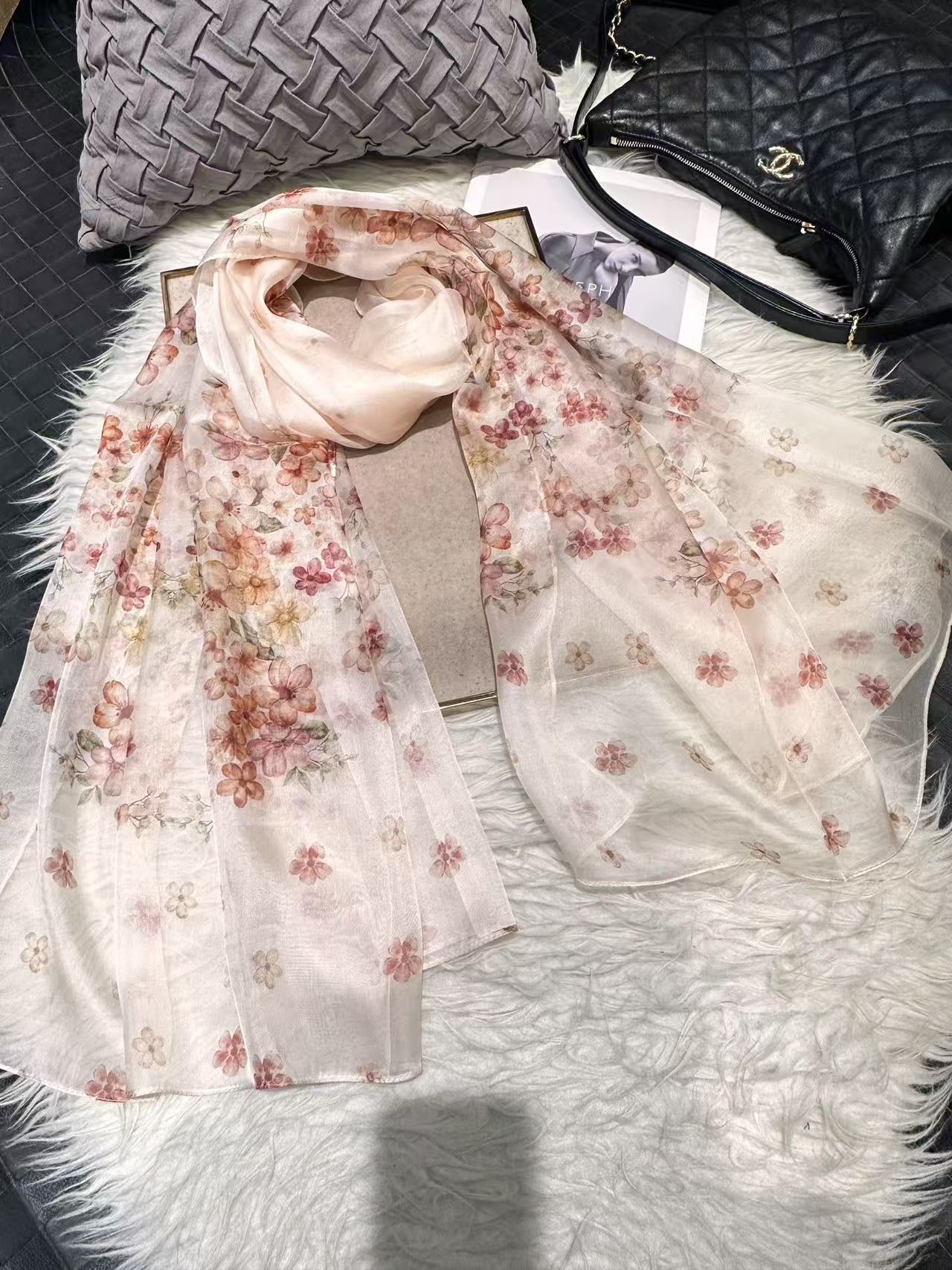 Mulberry Silk Chiffon With Digital Printlightweight Airy And Flowy Summer Sheer Scarf