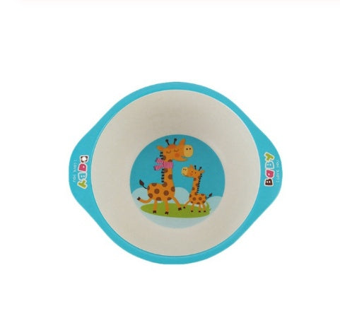 Bols pour bébé en fibre de bambou naturelle, motifs animaux de dessins animés, vaisselle pour bébé, assiettes portables pour enfants, nourrissons et tout-petits