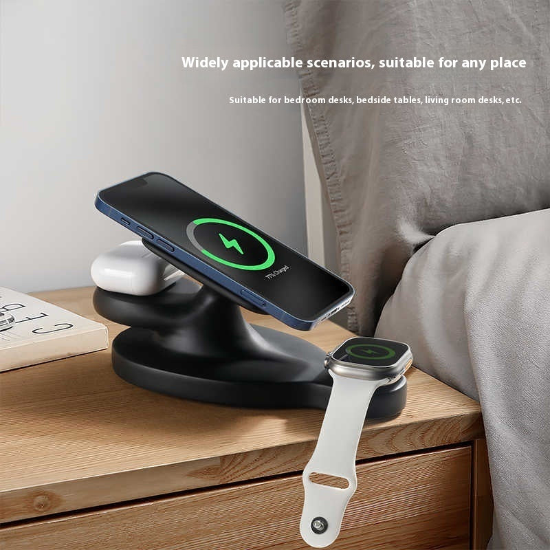 Creative Magnetic Wireless Charging Three-in-one Mobile Phone Holder