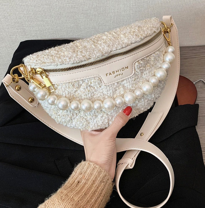 Korean Version Of The Small Bag Female New Trendy Messenger Wild Ins Woolen Cloth Jump Di Wild Chest Bag Girl Waist Bag Female