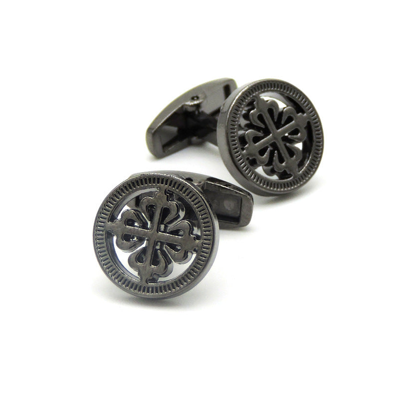 Men's Shirt French Cufflinks High Quality Enamel Vintage Pattern Laser Metal Cube Cufflinks