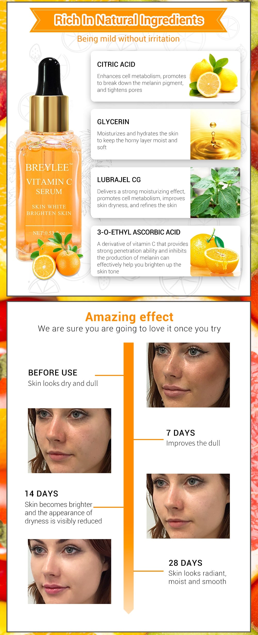 Sérum Éclaircissant Vitamine C pour le Visage