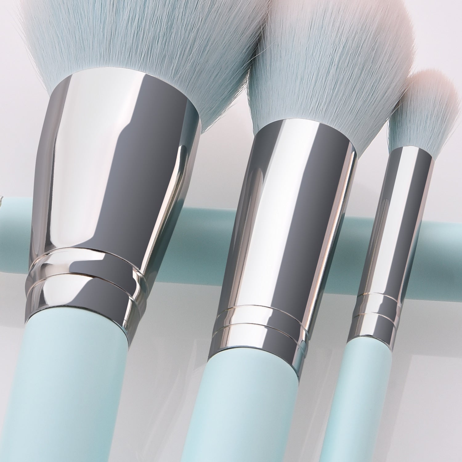 12 pinceaux de maquillage bleu clair