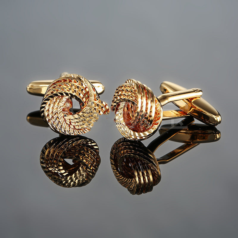 Gold-Plated Twist Cufflinks French Shirt Cuff Cufflinks
