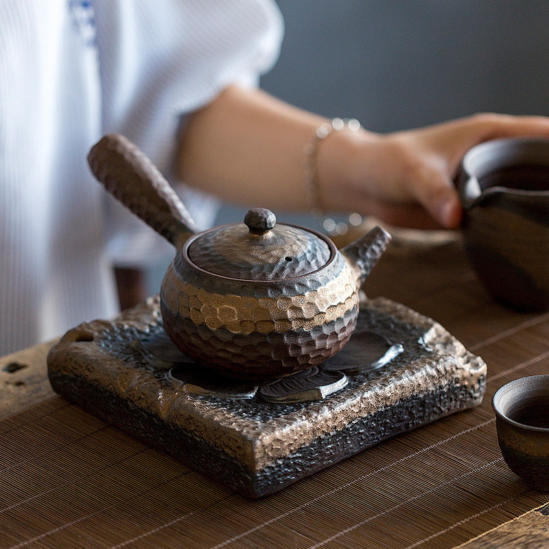 Handmade Rough Pottery Teapot With Hand Bubble Teapot