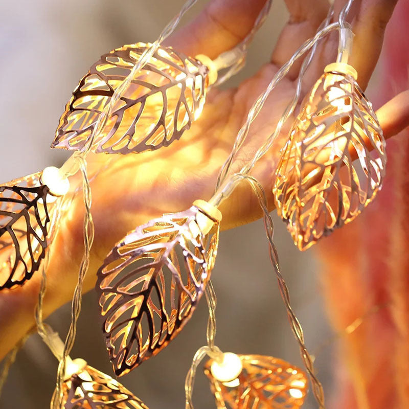 LED iron leaf light string outdoor ins Christmas day