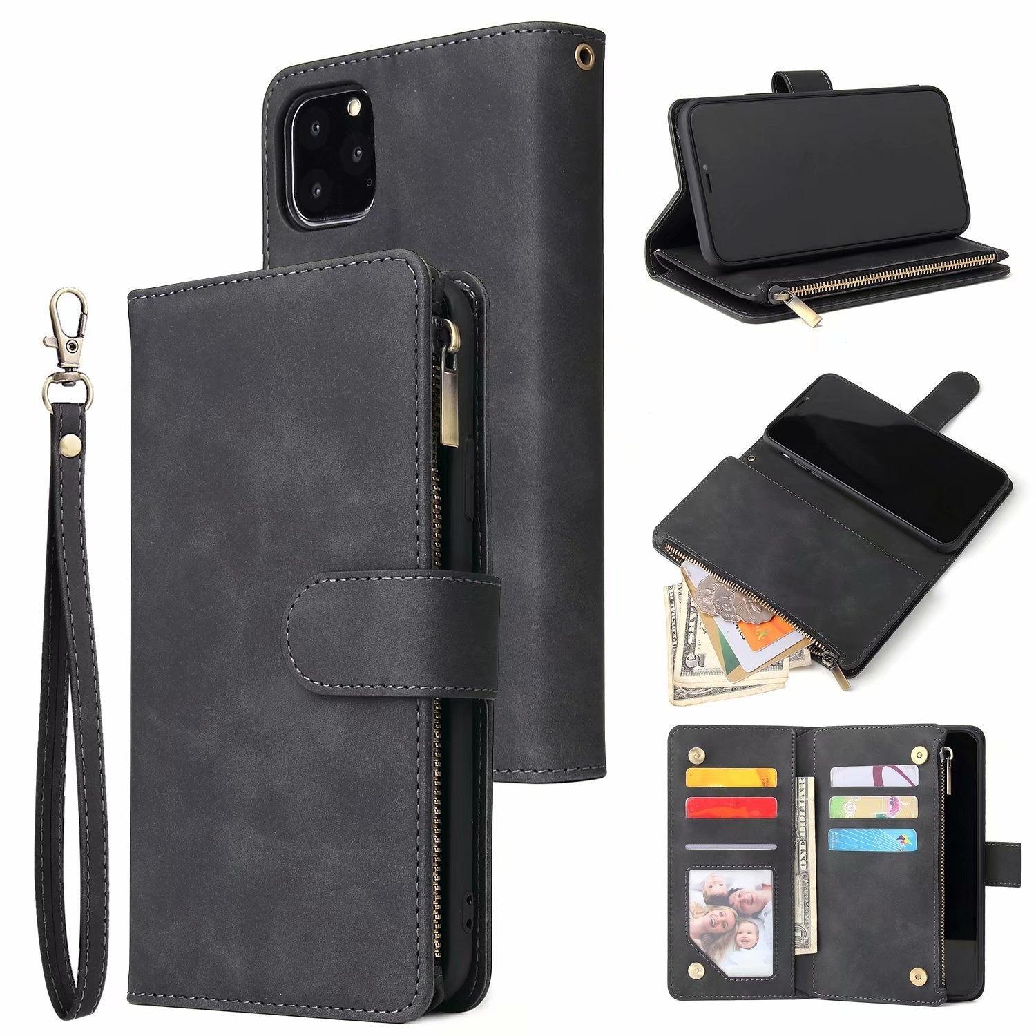 Multi-card Zipper Bag Protective Shell Wallet Phone Case